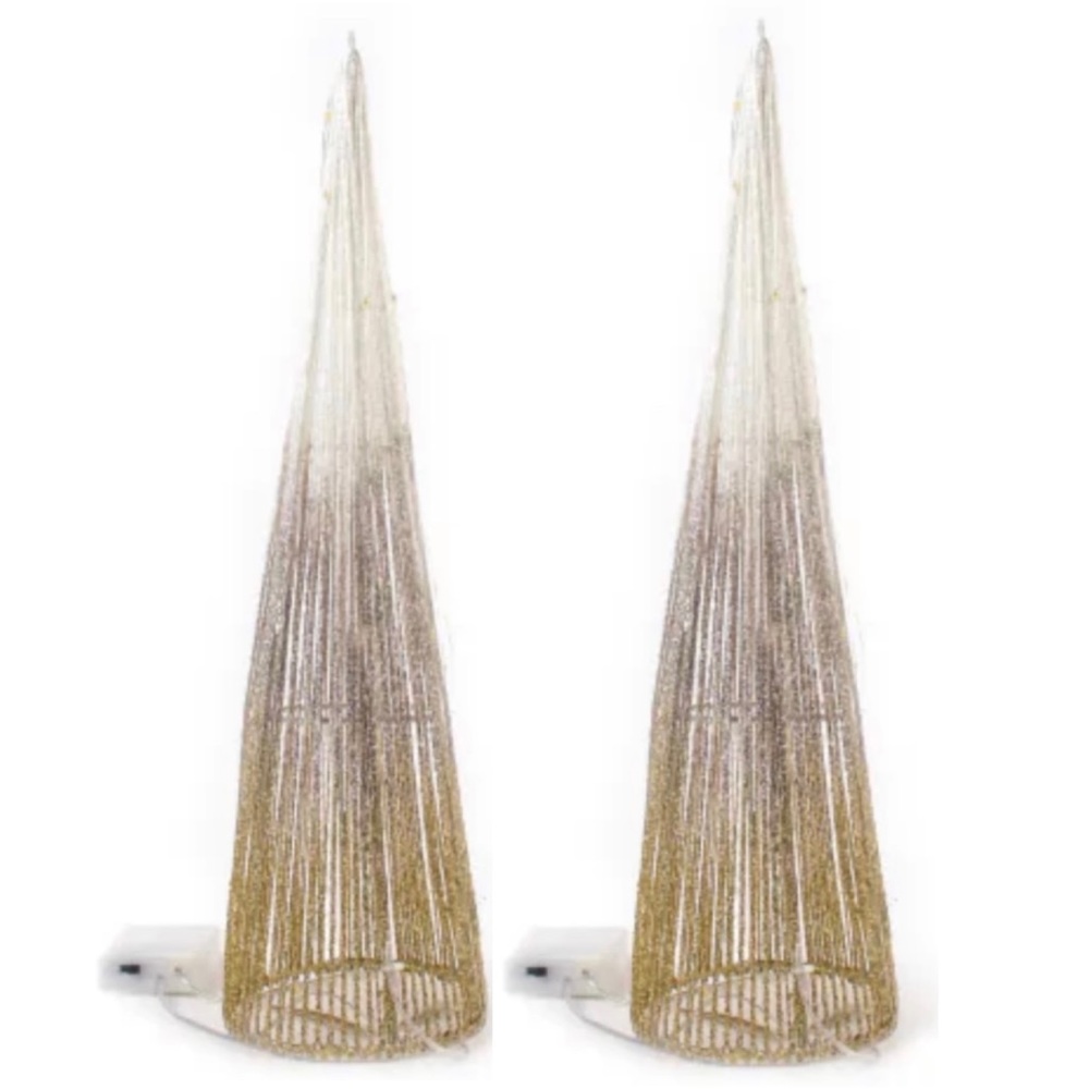 🎄 2x Holiday Home 18” Christmas Tree Cone LED Gold